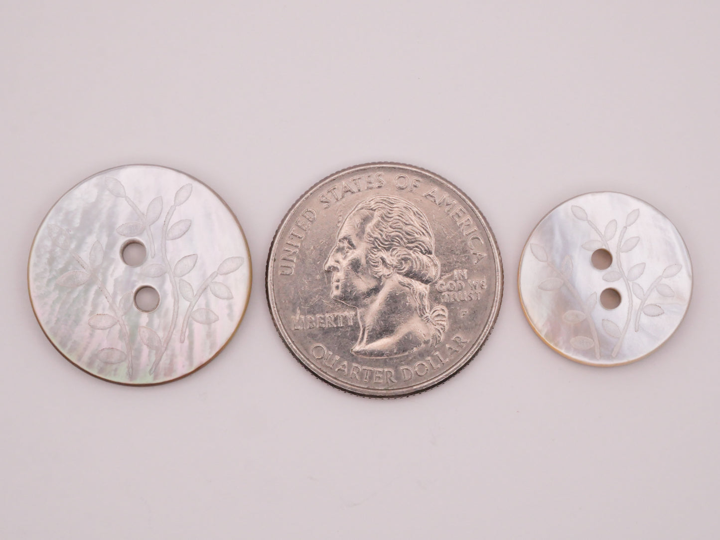 Mother of Pearl Etched Plant Leaves Natural Shell Button Various 18-23mm