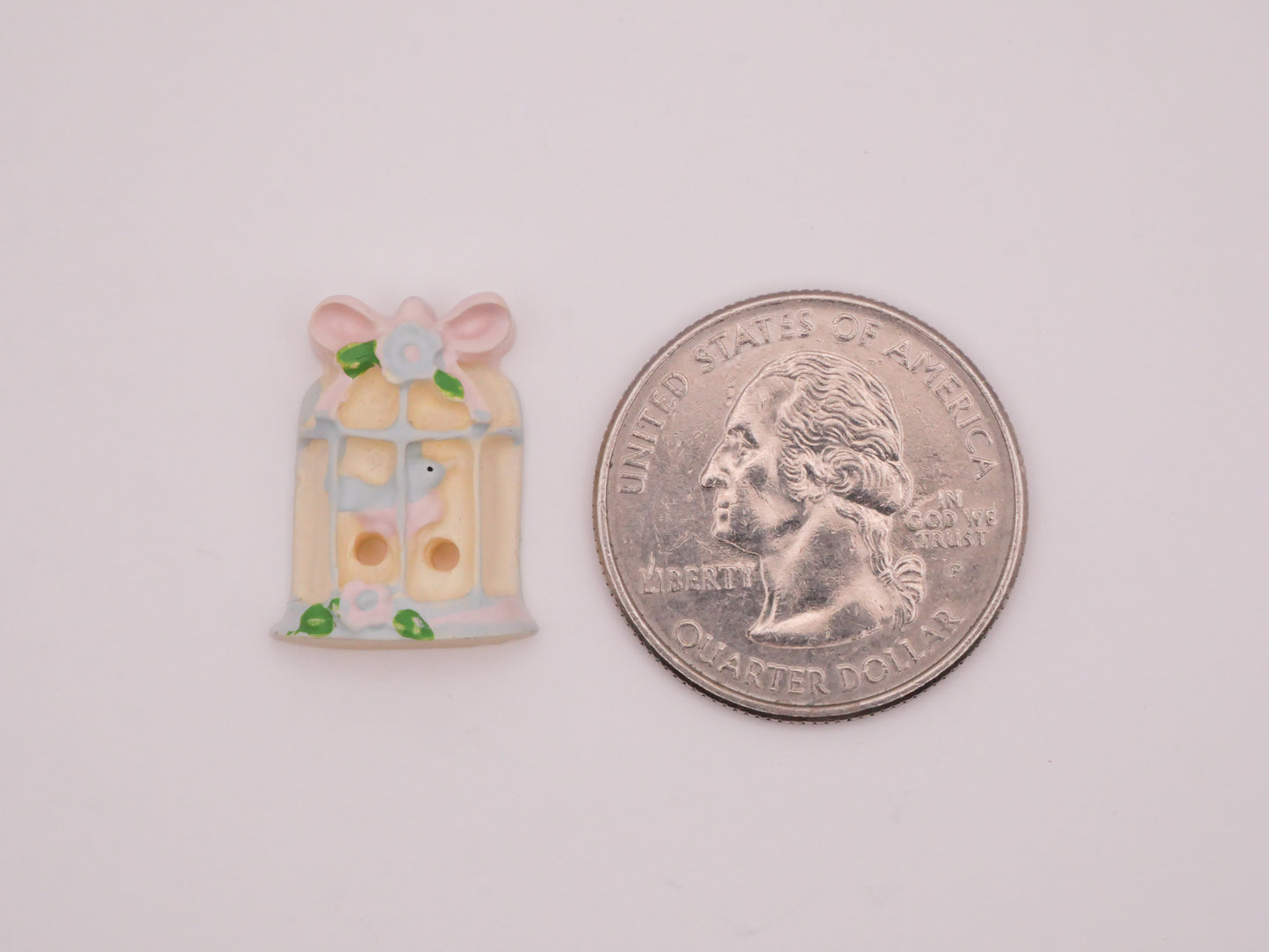 Blue Bird Cage Bow Pastel Plastic Sew-Thru Button 15x20mm