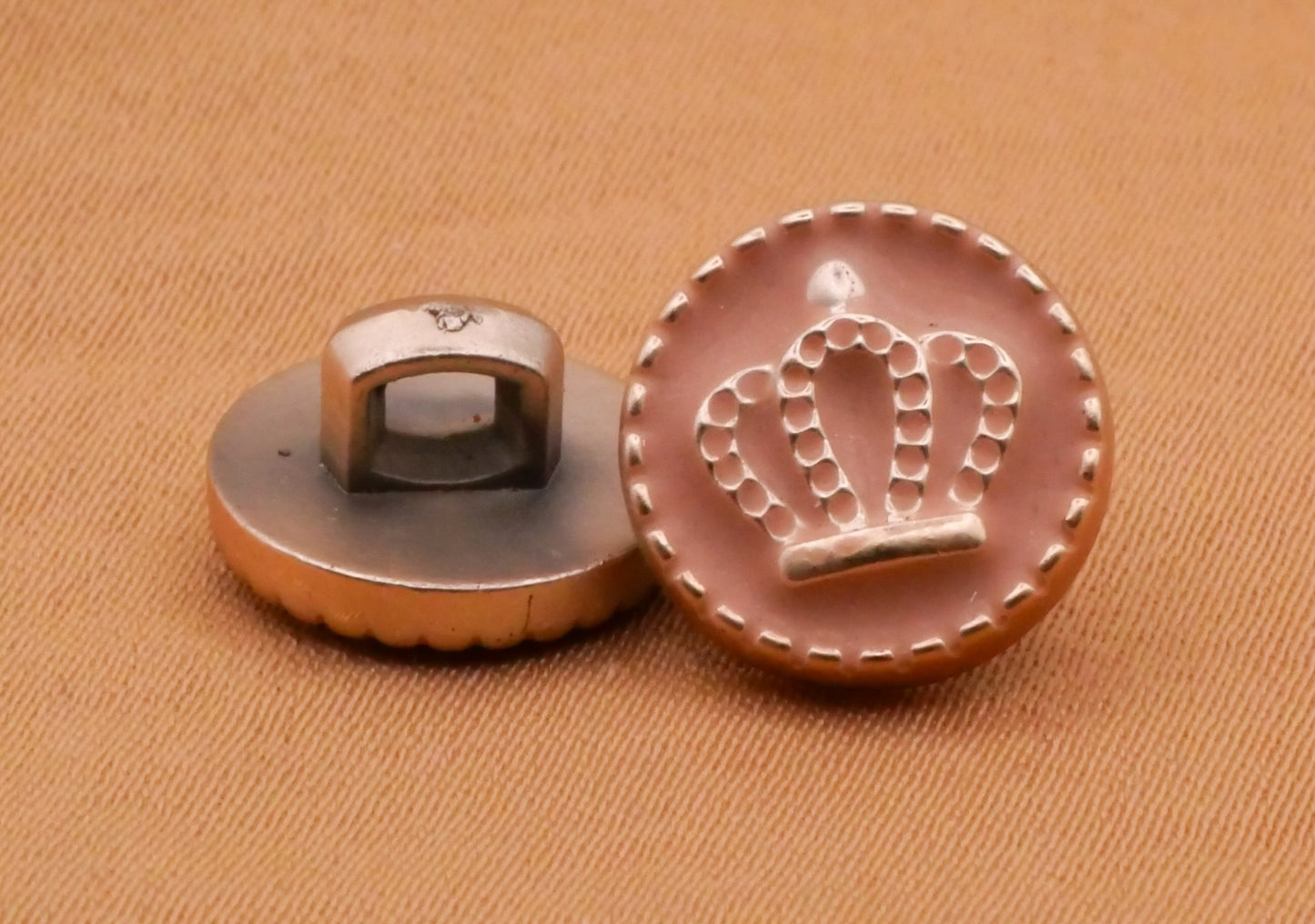 Crown Pink Silver Plastic Set of Three Buttons 12mm