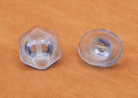 Blue Transparent Hexagon Wavy Oval Vintage Glass Button Various 11-14mm