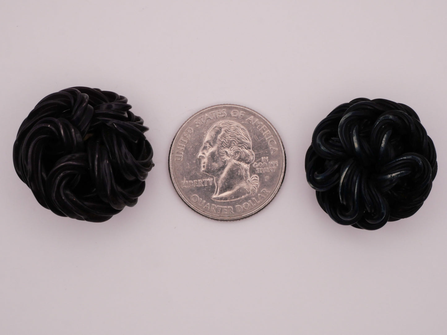 Extruded Celluloid Black Noodle Knot Early Plastic Vintage Button Various 26-28mm