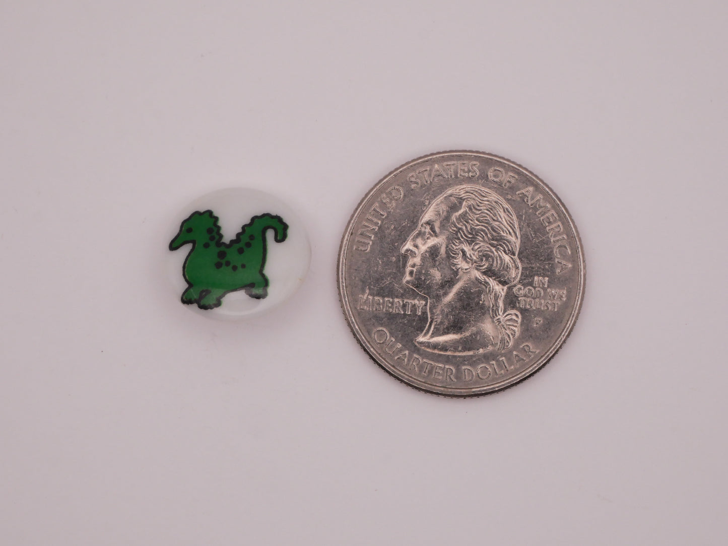 Dragon Green White Plastic Vintage Button 14mm
