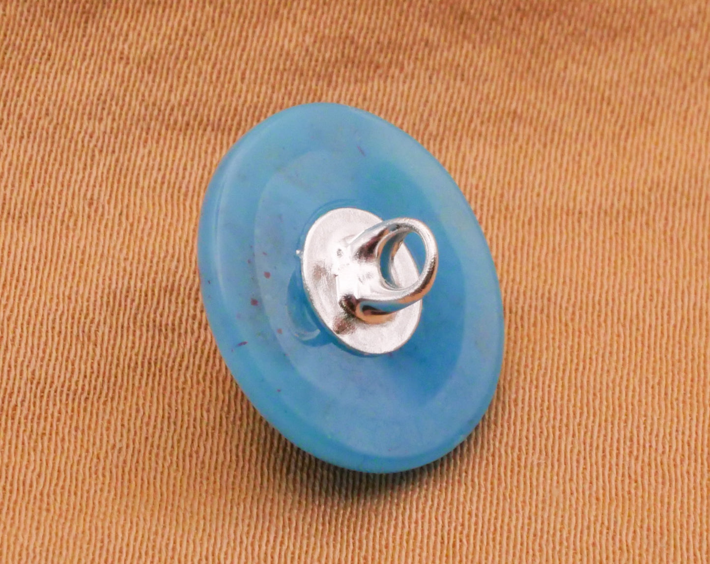 Conical Spatter Paint Blue Vintage Plastic Button 15mm