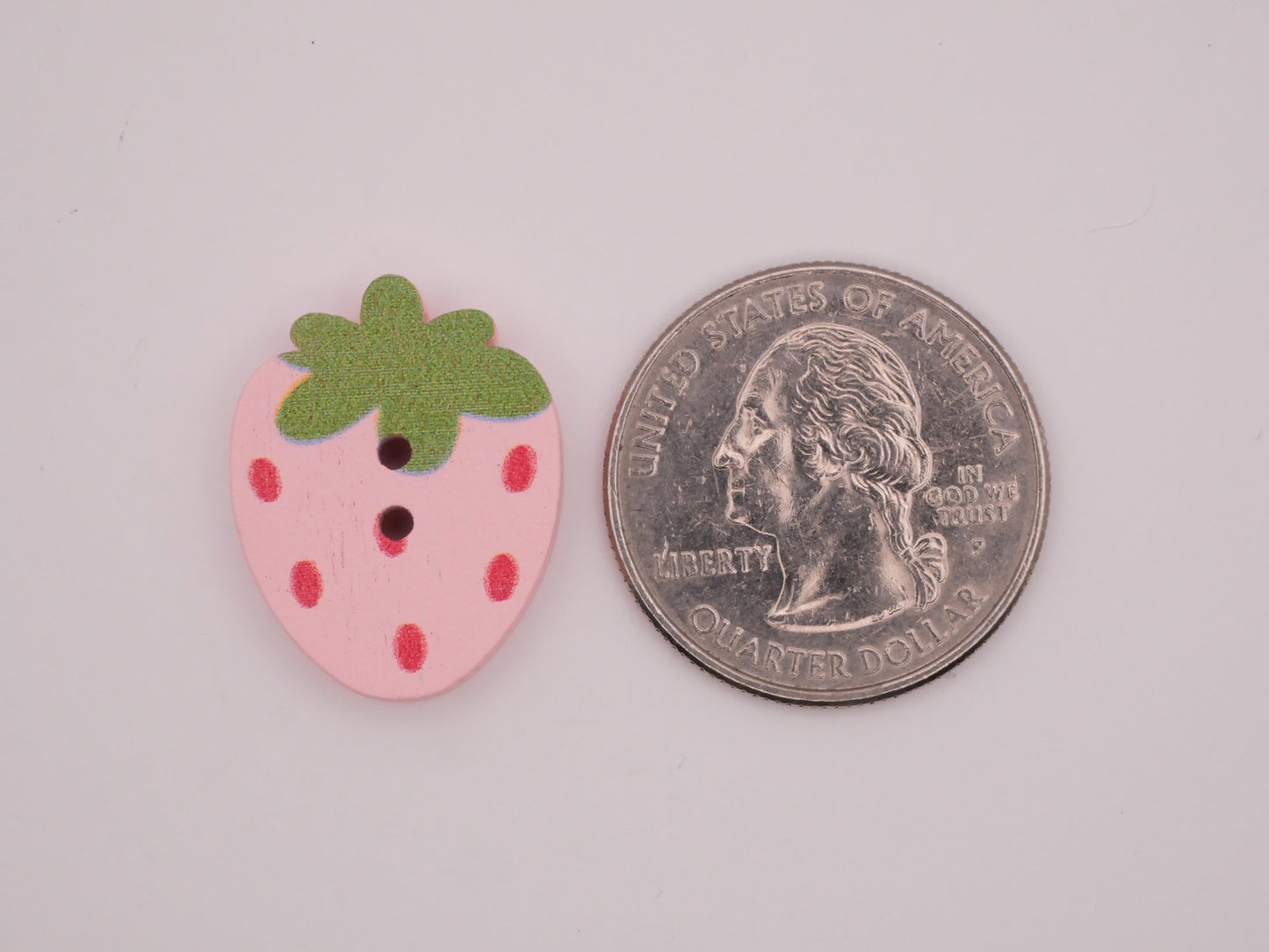 Strawberry Pink Painted Wood Set of Four Buttons 18x23mm