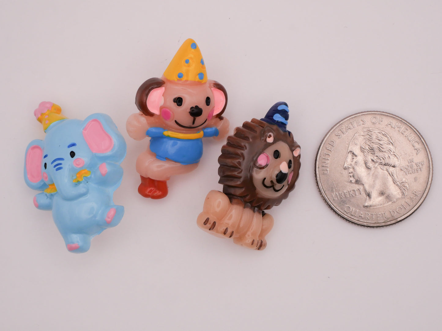 Party Animals Elephant Lion Monkey Plastic Set of Three Buttons 18-34mm