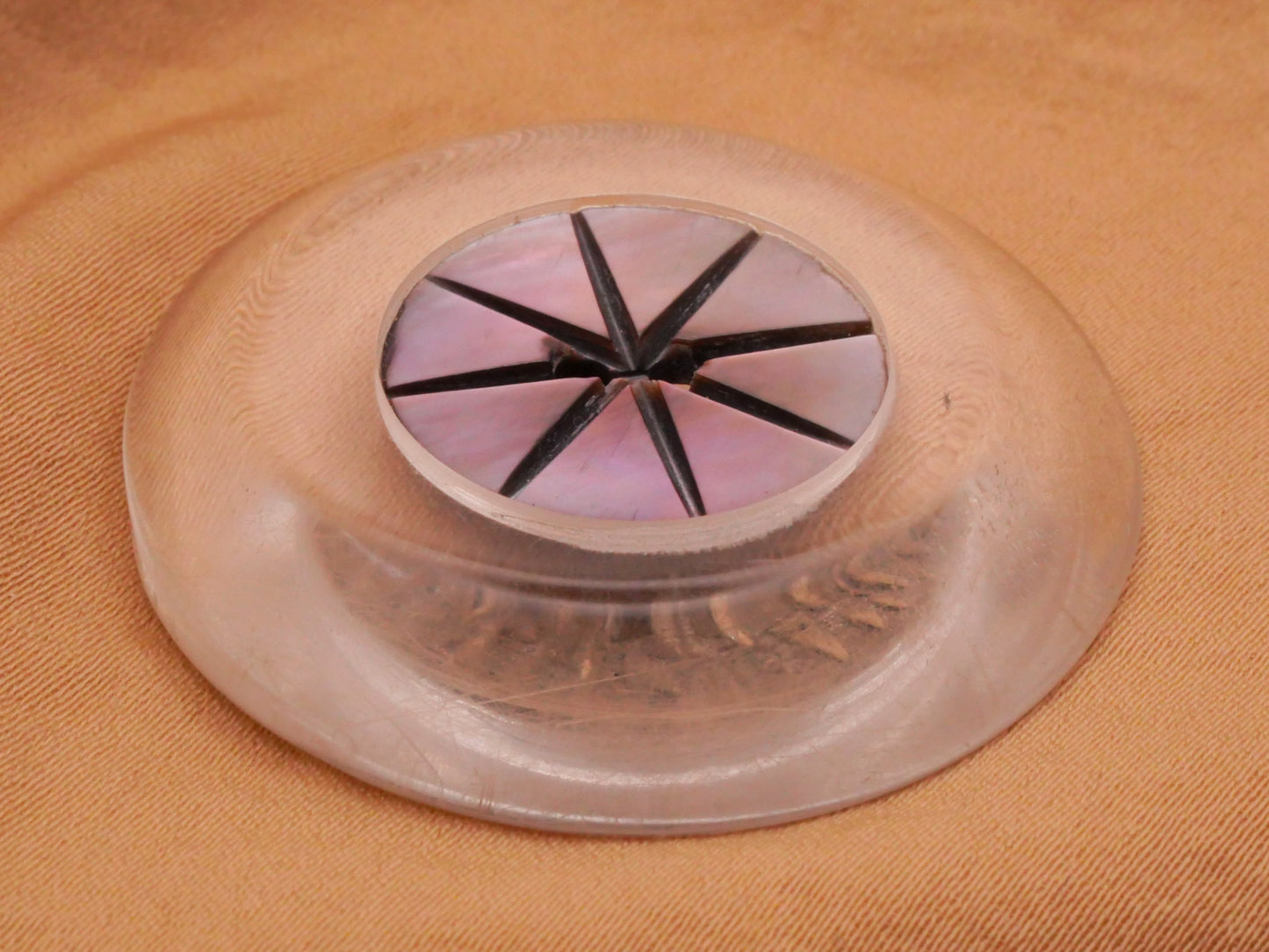 Lucite Sun Star Carved Smokey Mother of Pearl Large Plastic Button 37mm