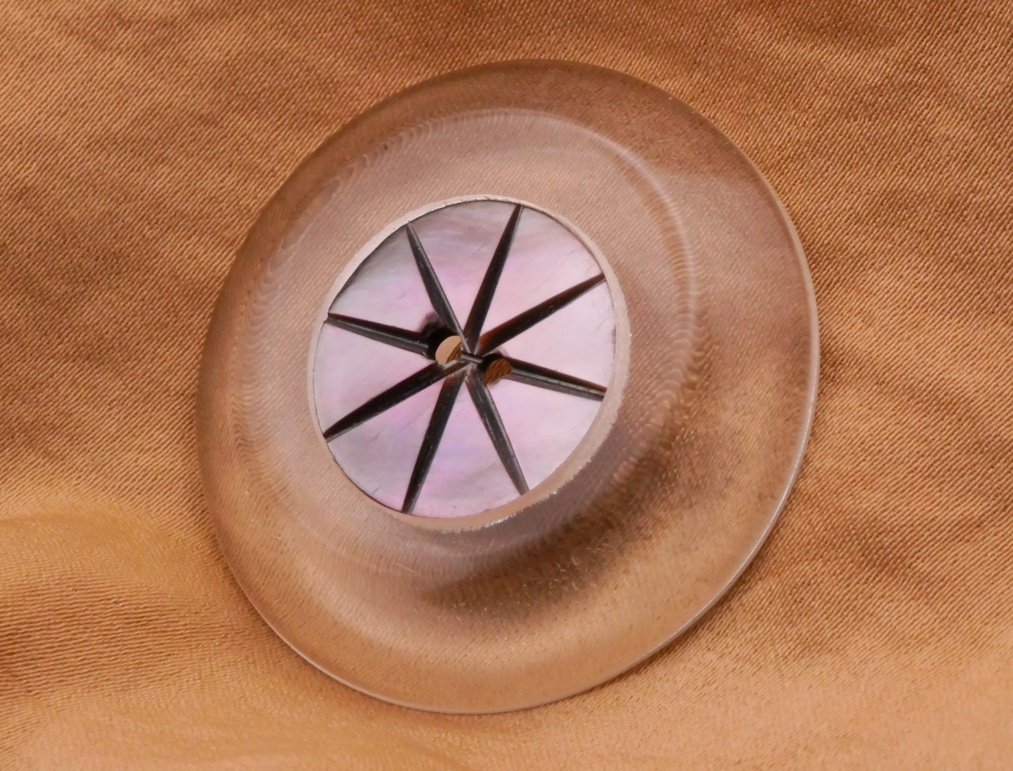 Lucite Sun Star Carved Smokey Mother of Pearl Large Plastic Button 37mm