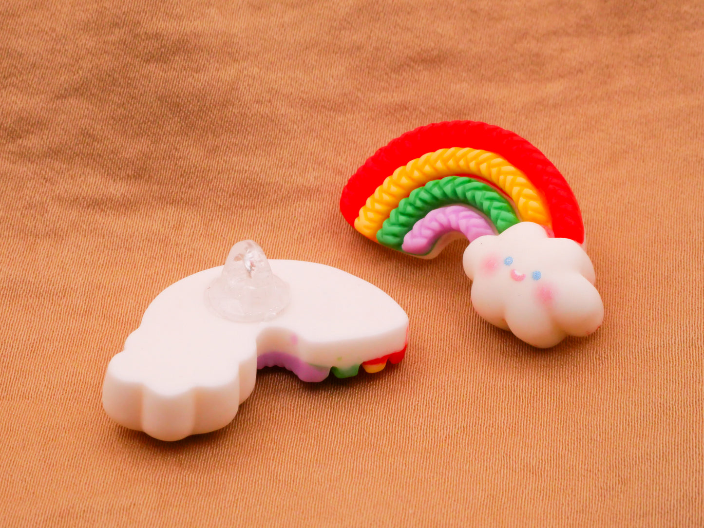 Rainbow Braid Cloud Face Plastic Button 18x30mm