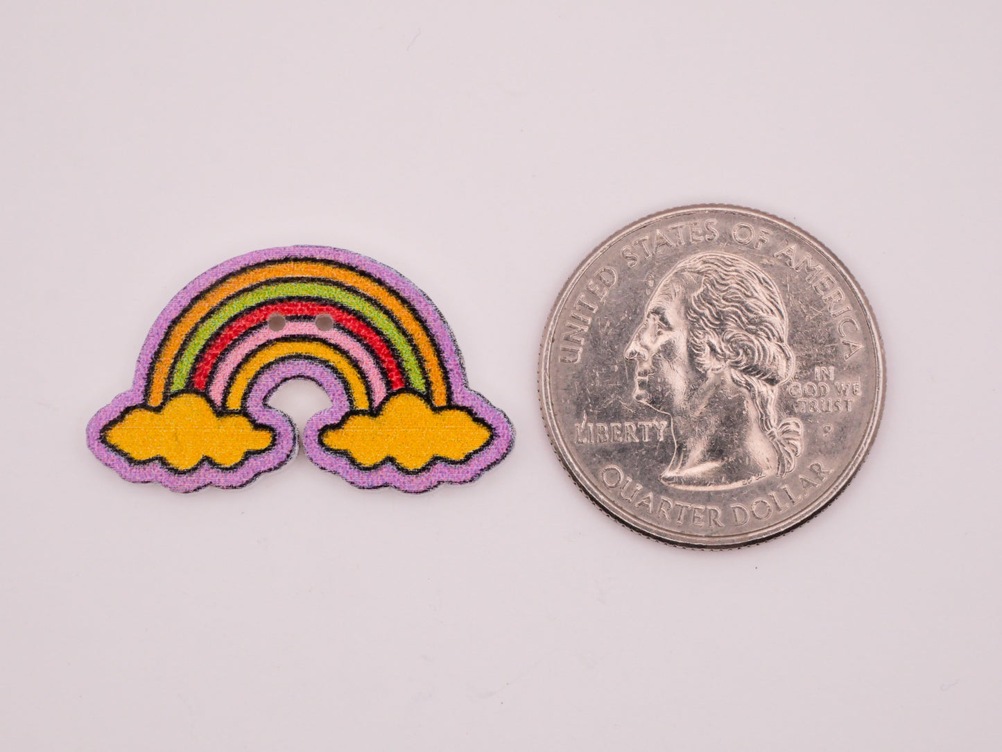 Rainbow Clouds Wood Set of Four Assorted Buttons 17x30mm