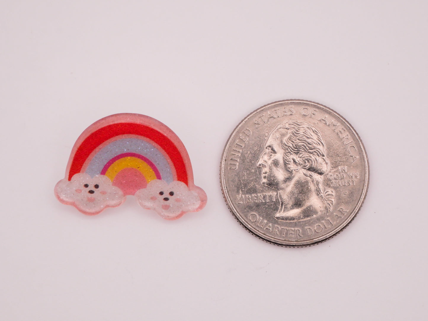 Rainbow Clouds Glitter Plastic Button 19x25mm