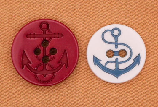 Anchor Red White Blue Plastic Sew-Thru Button Various 19-22mm