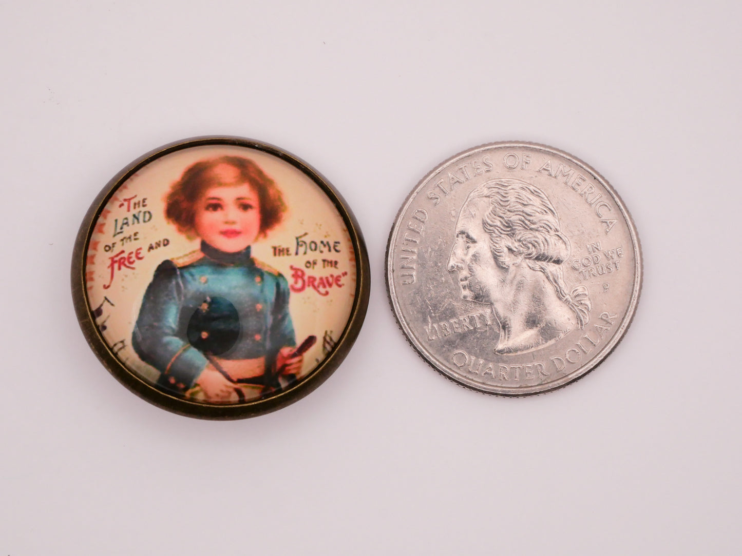 Patriotic Children Vintage Graphics 4th of July Independence Glass Metal Button Various 28mm