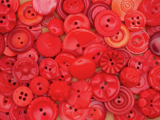 Red Vintage Plastic Assorted Set of Twenty-Five Buttons 13-28mm