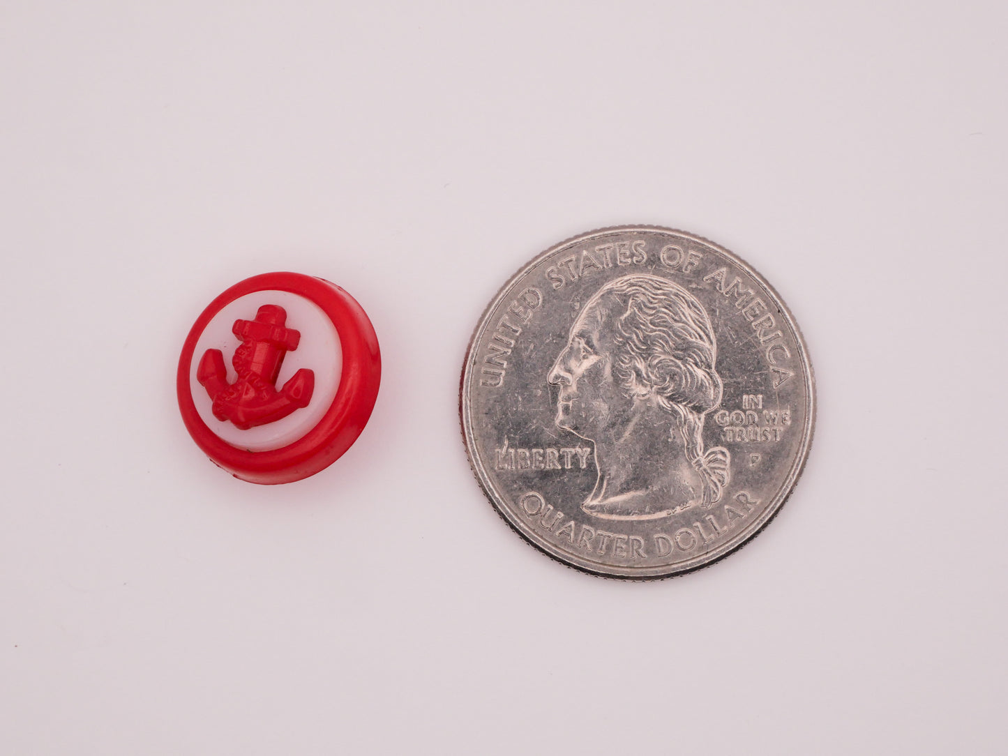 Anchor Nautical Red White Plastic Set of Ten Buttons 14mm