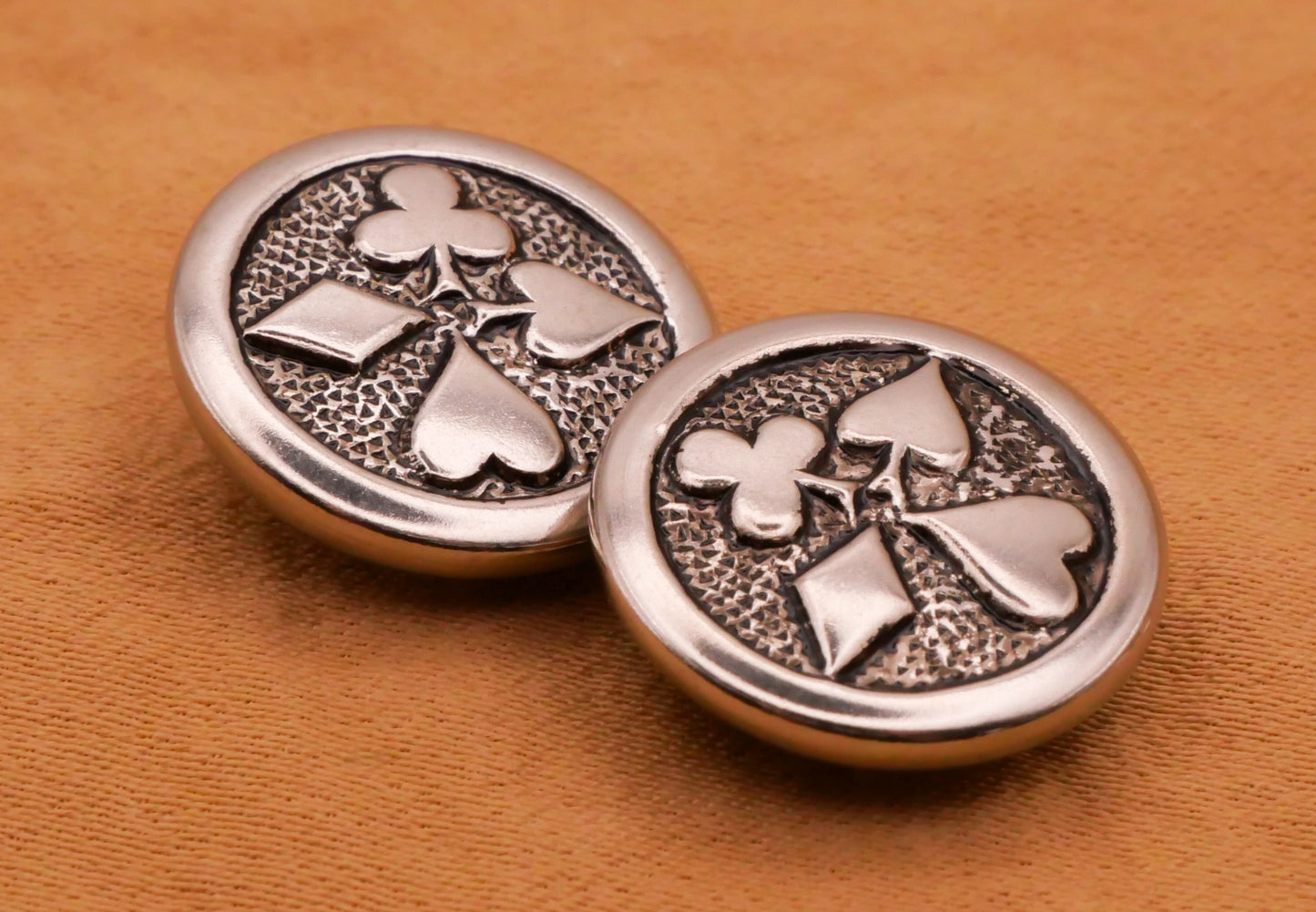 Card Suits Heart Diamond Spade Club Circle Metal Button 15mm