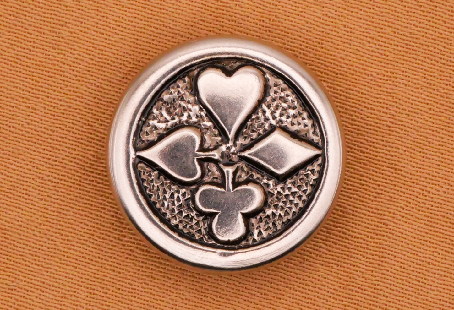 Card Suits Heart Diamond Spade Club Circle Metal Button 15mm