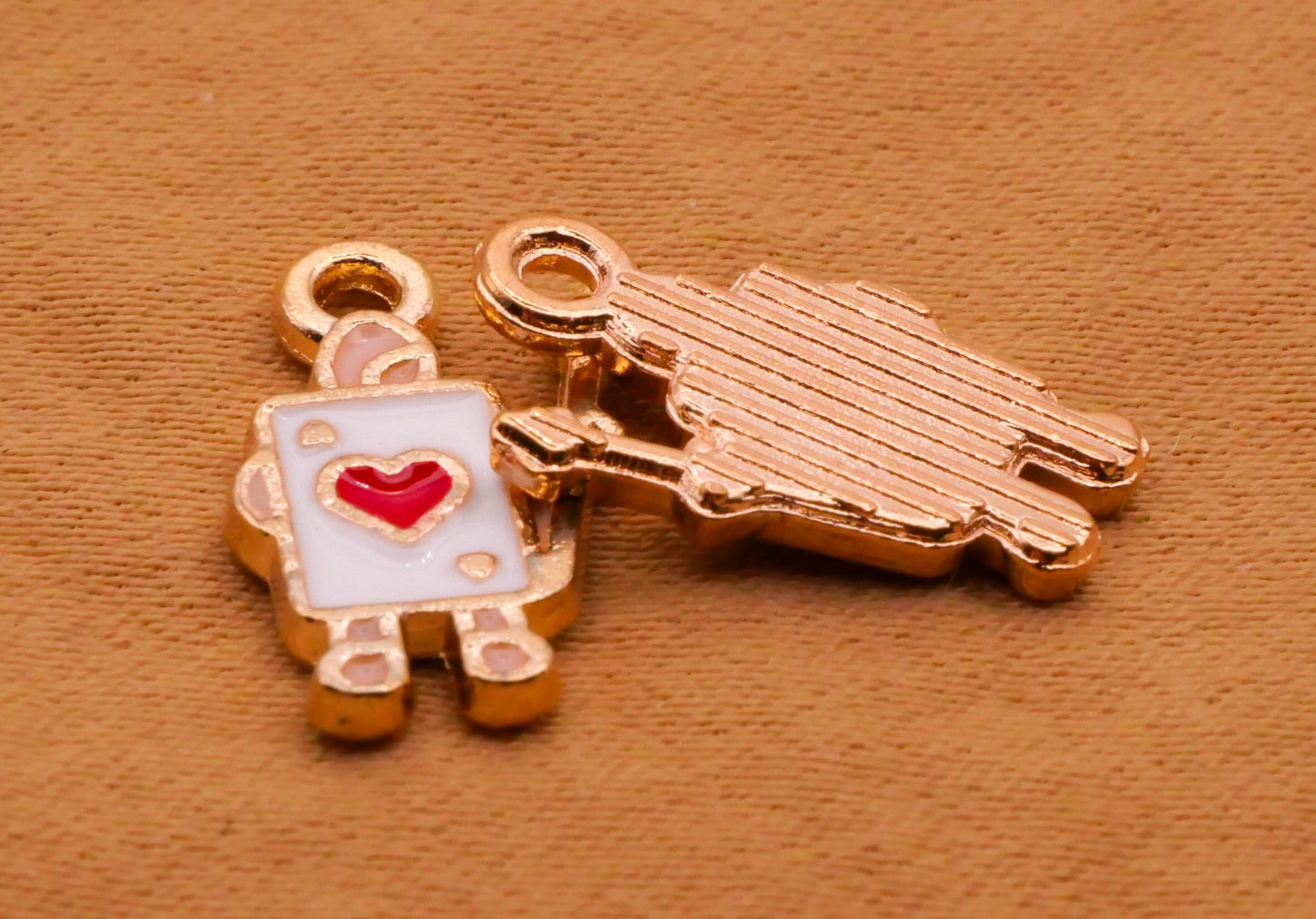 Card Soldiers Alice in Wonderland Enamel Gold Metal Set of Four Charms 10x15mm