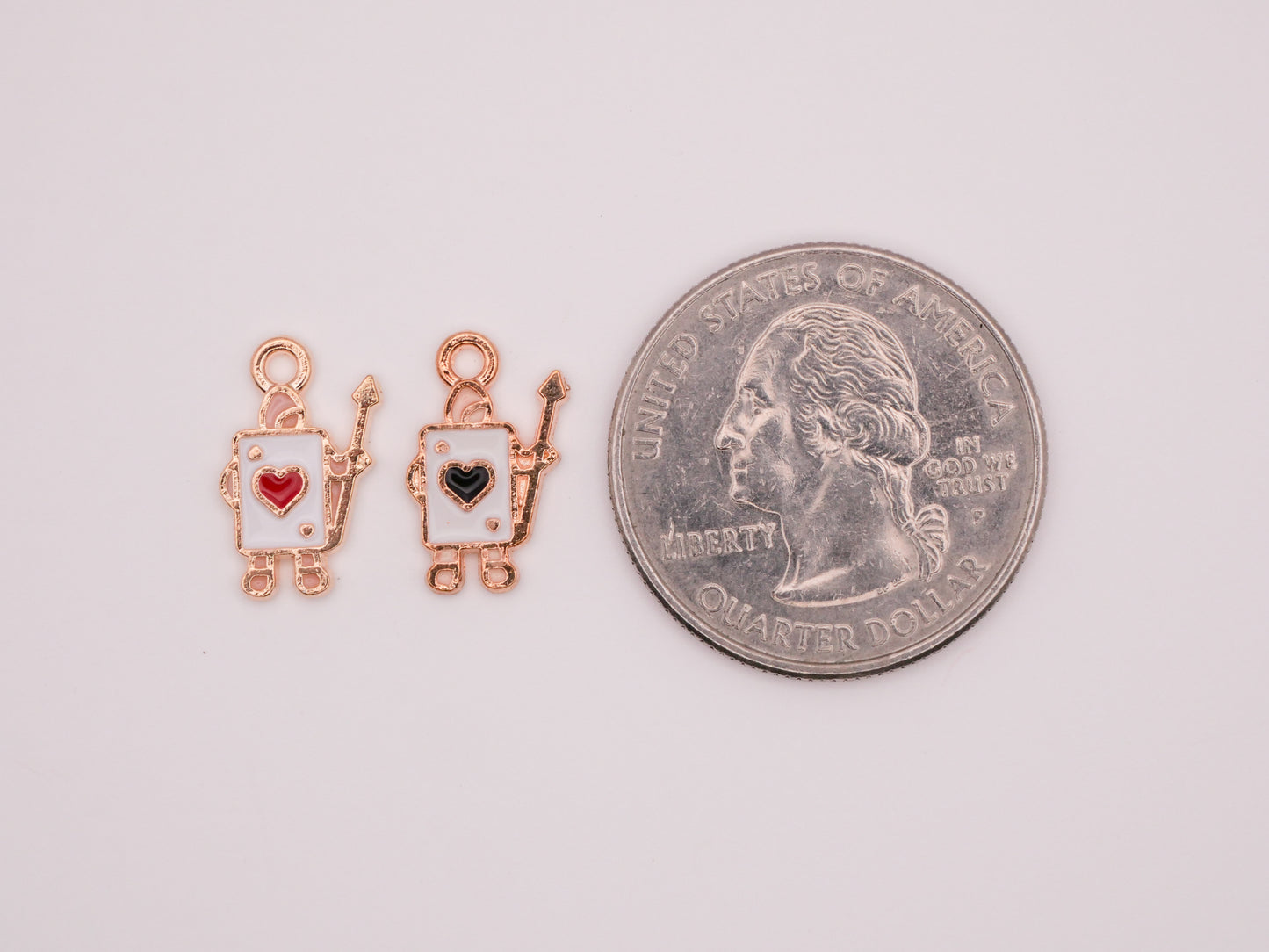 Card Soldiers Alice in Wonderland Enamel Gold Metal Set of Four Charms 10x15mm