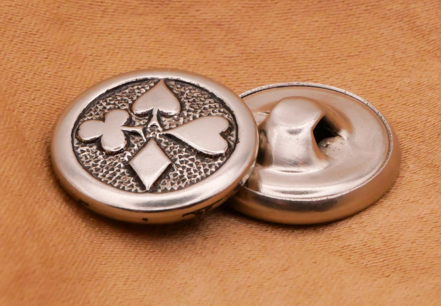 Card Suits Heart Diamond Spade Club Circle Metal Button 15mm