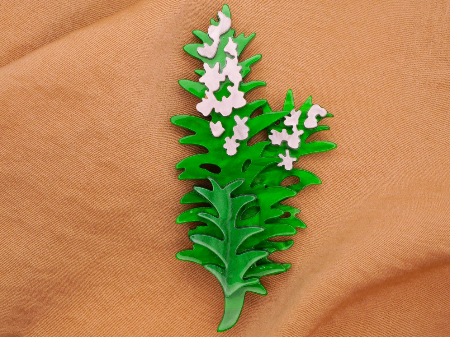 Lily of the Valley Flower Acrylic Plastic Large Button 39x77mm
