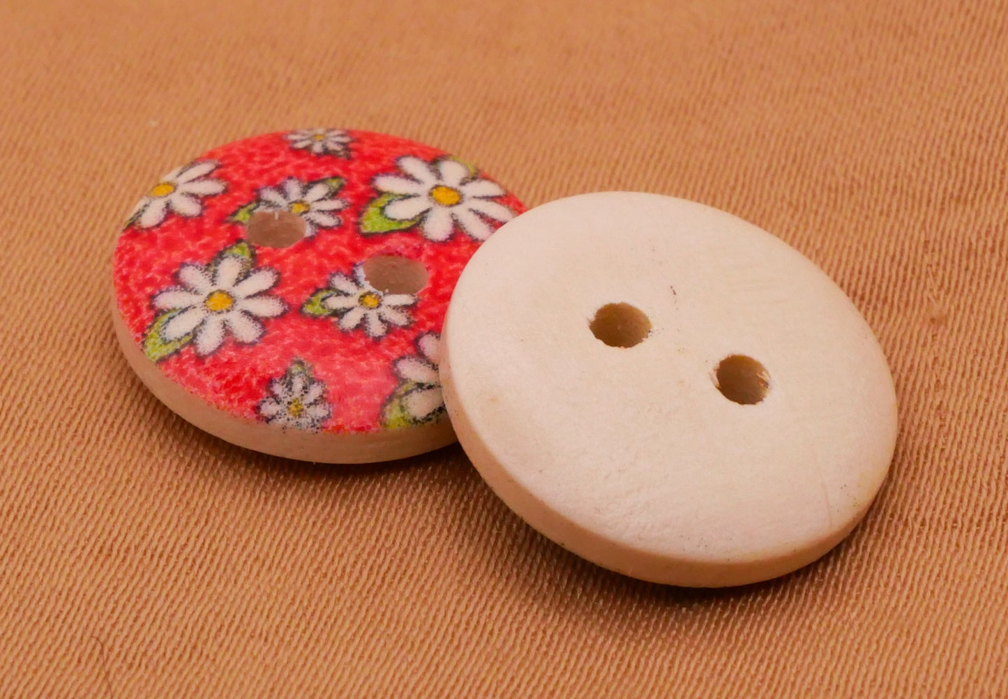 Flowers Daisies Colorful Wood Set of Twenty Buttons 15mm