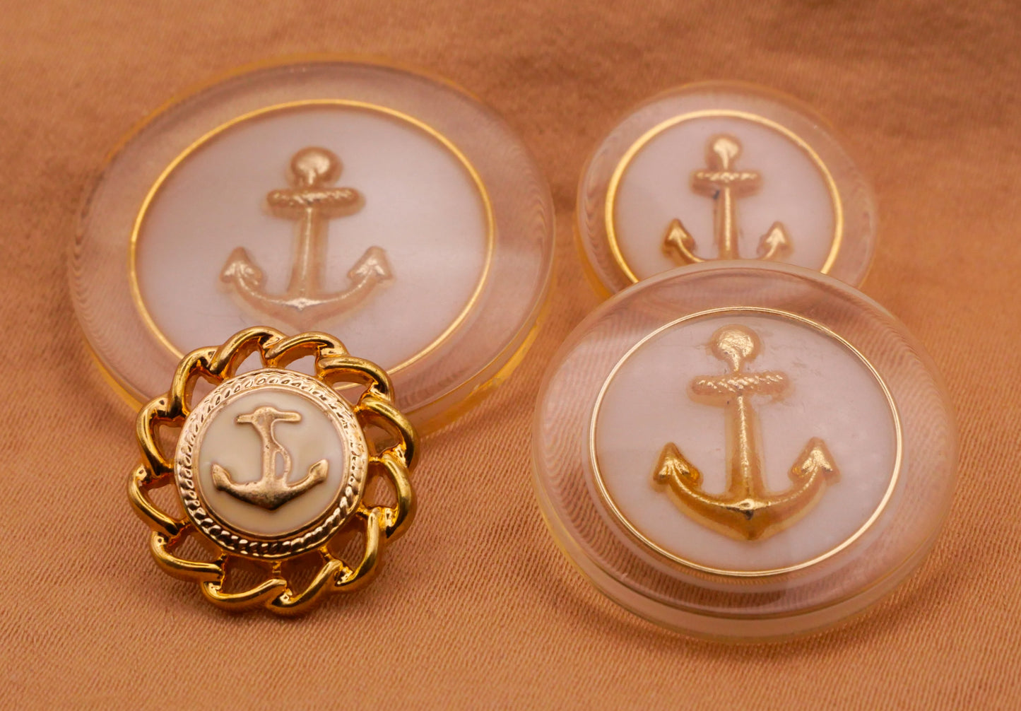 Anchor Plastic Lucite Gold Plastic Button Various 15-27mm