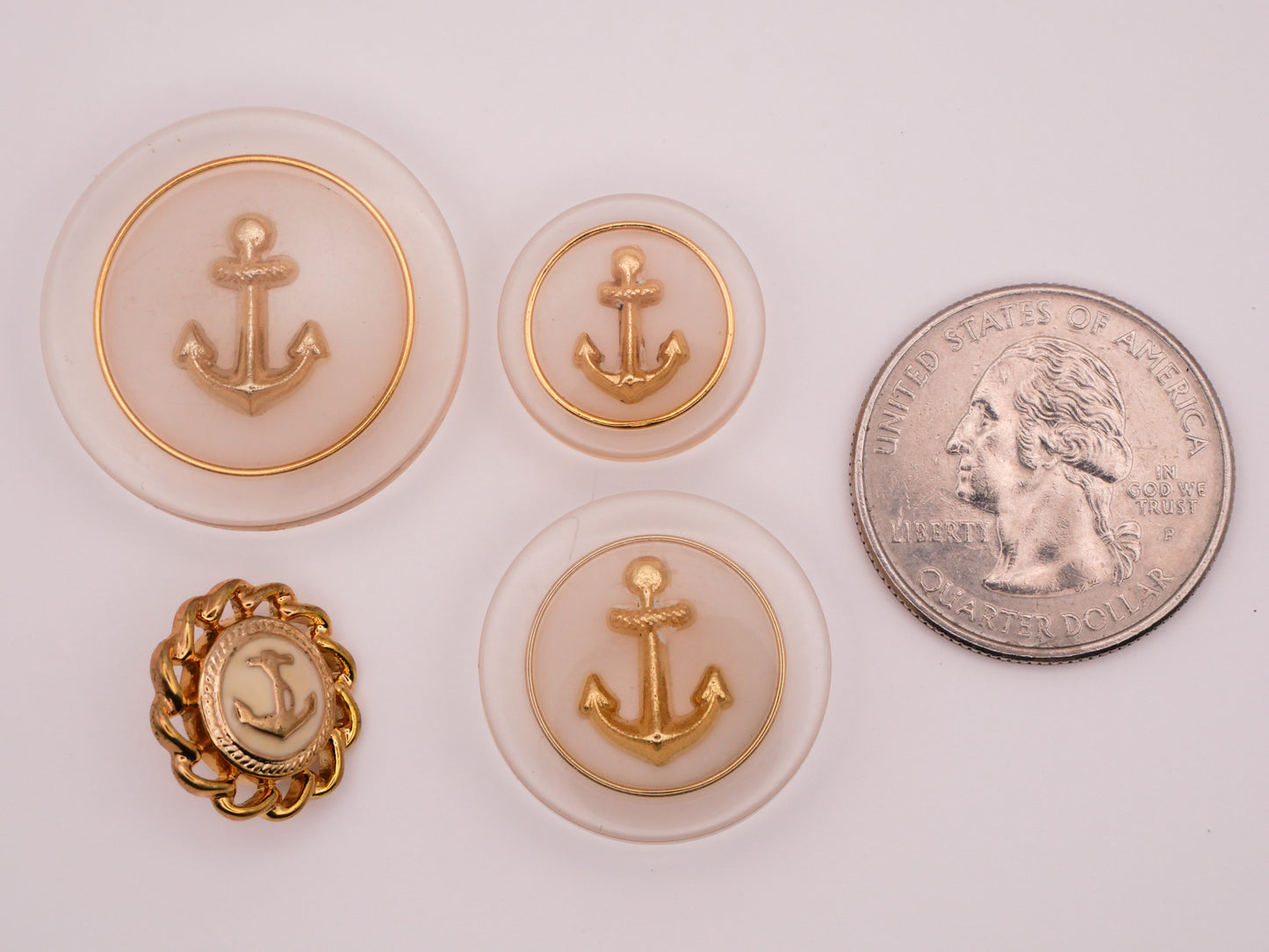 Anchor Plastic Lucite Gold Plastic Button Various 15-27mm