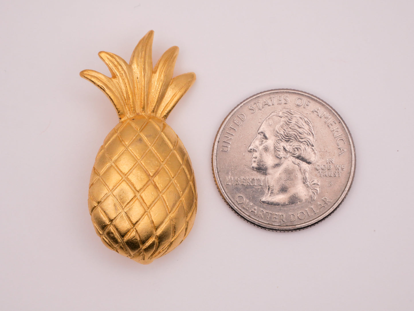 Pineapple Fruit Gold Metal Vintage Large Button 21x39mm