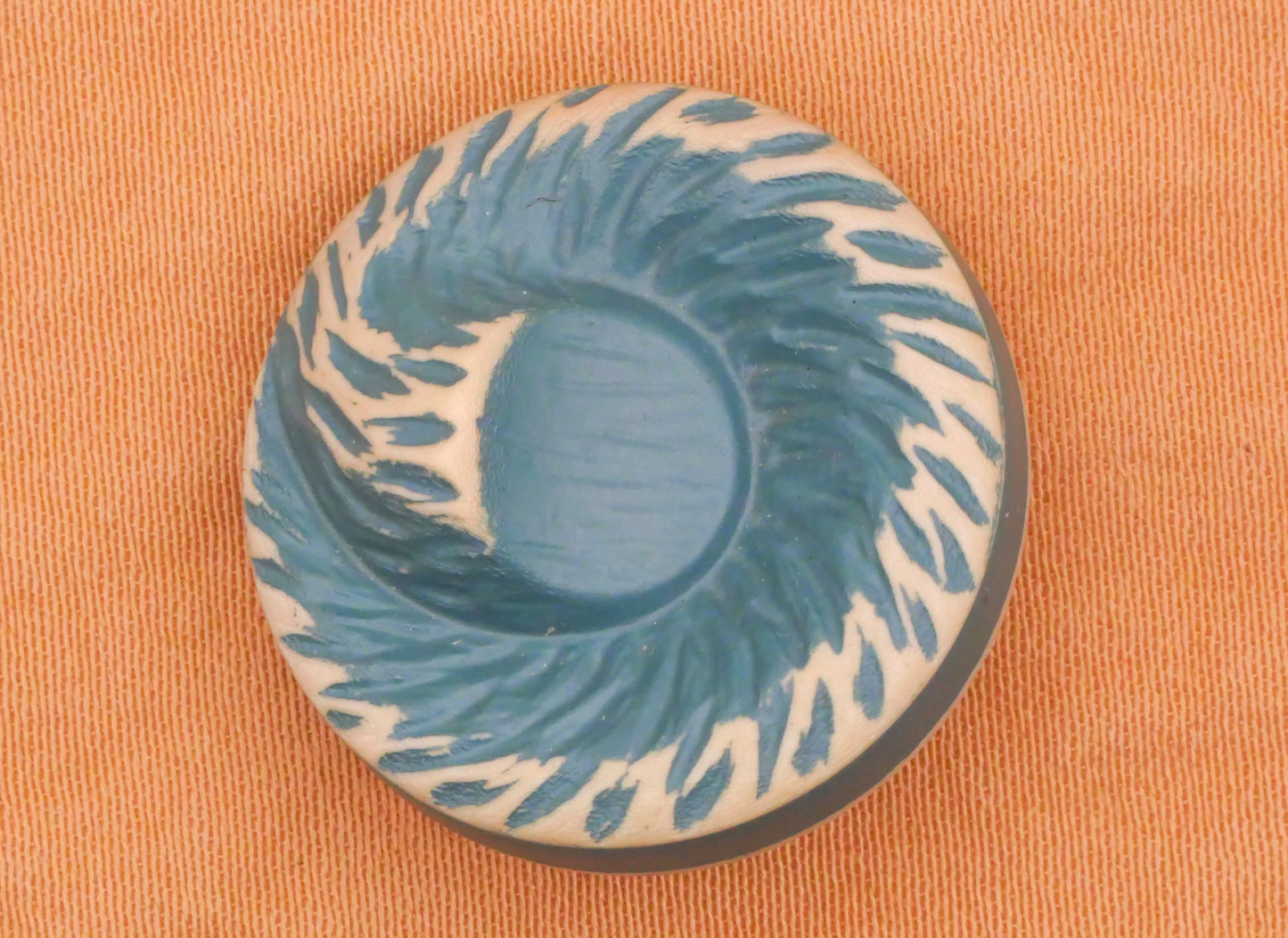 Buffed Celluloid Blue Swirl Wood Grain Look Early Plastic Vintage Button 22mm