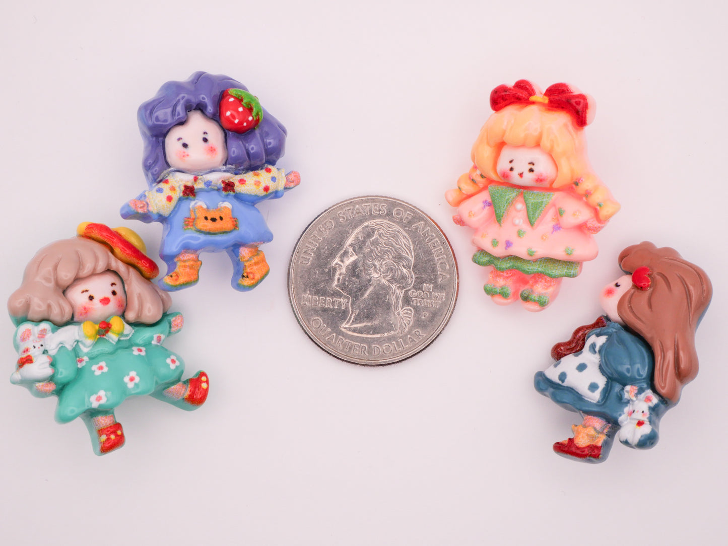 Girls Children Dresses Bunny Bear Strawberry Heart Set of Four Plastic Buttons 21-32mm