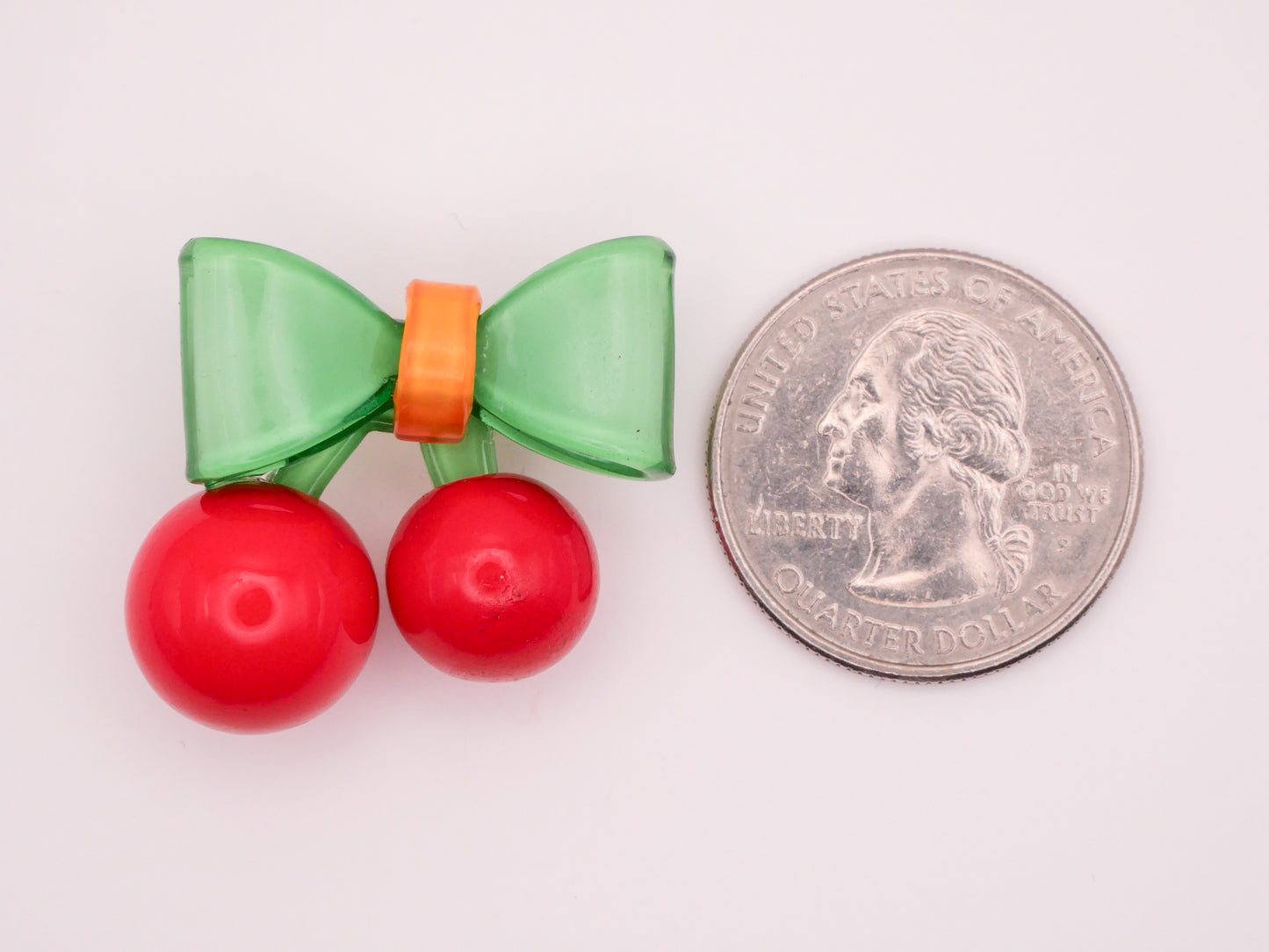 Cherry Fruit Bow Retro Acrylic Plastic Button 27x28mm