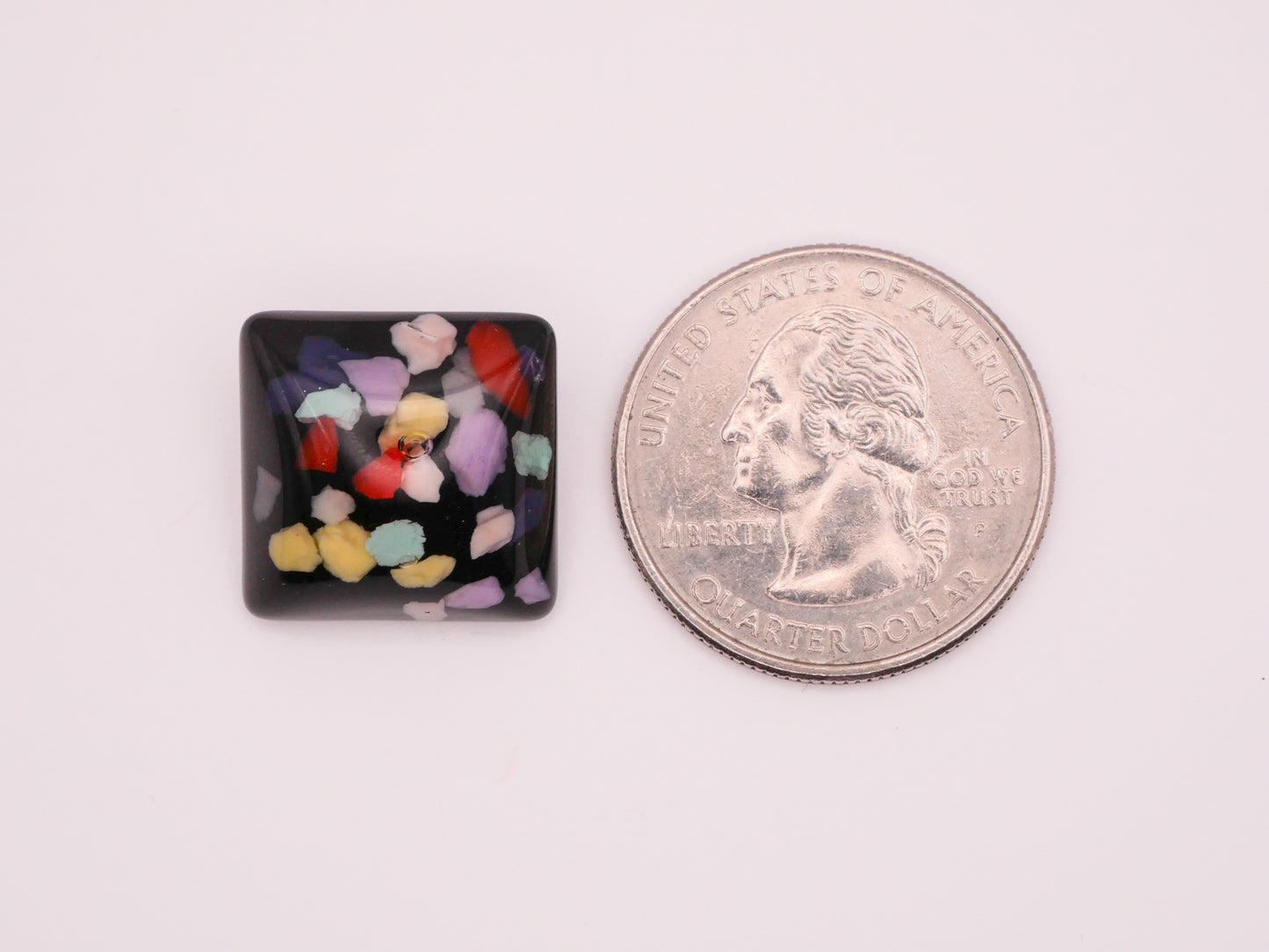 Confetti Black Square Resin Plastic Pair of Buttons 17mm