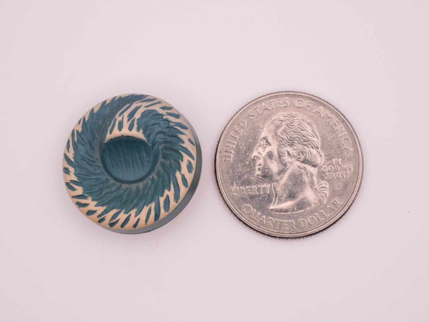 Buffed Celluloid Blue Swirl Wood Grain Look Early Plastic Vintage Button 22mm