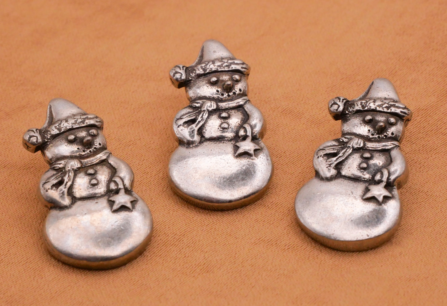 Snowman Danforth Pewter Back Mark Metal Button 13x24mm