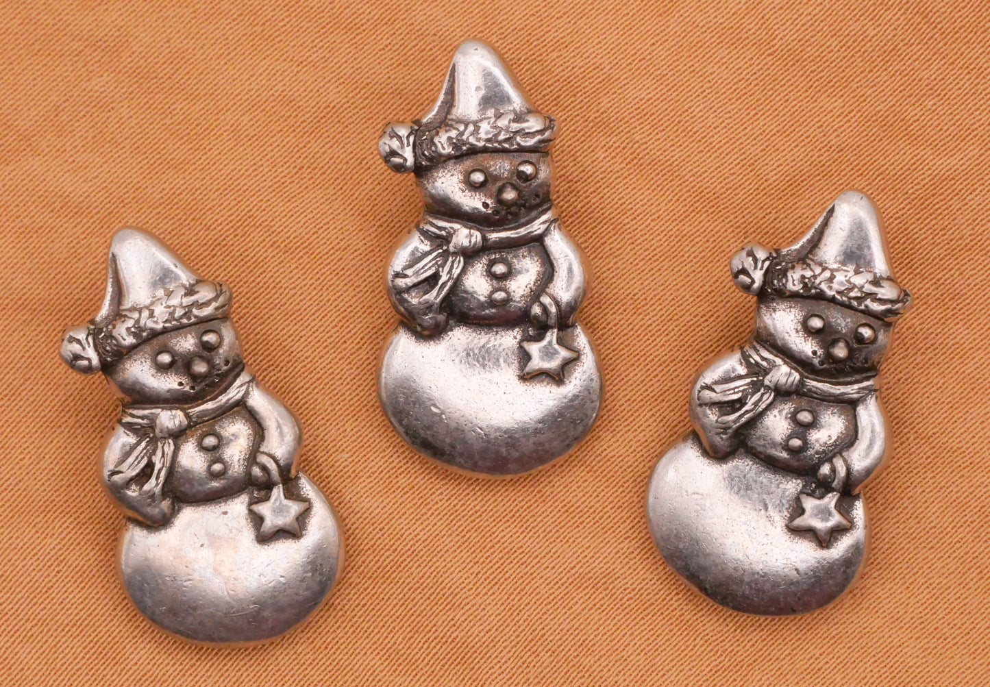 Snowman Danforth Pewter Back Mark Metal Button 13x24mm