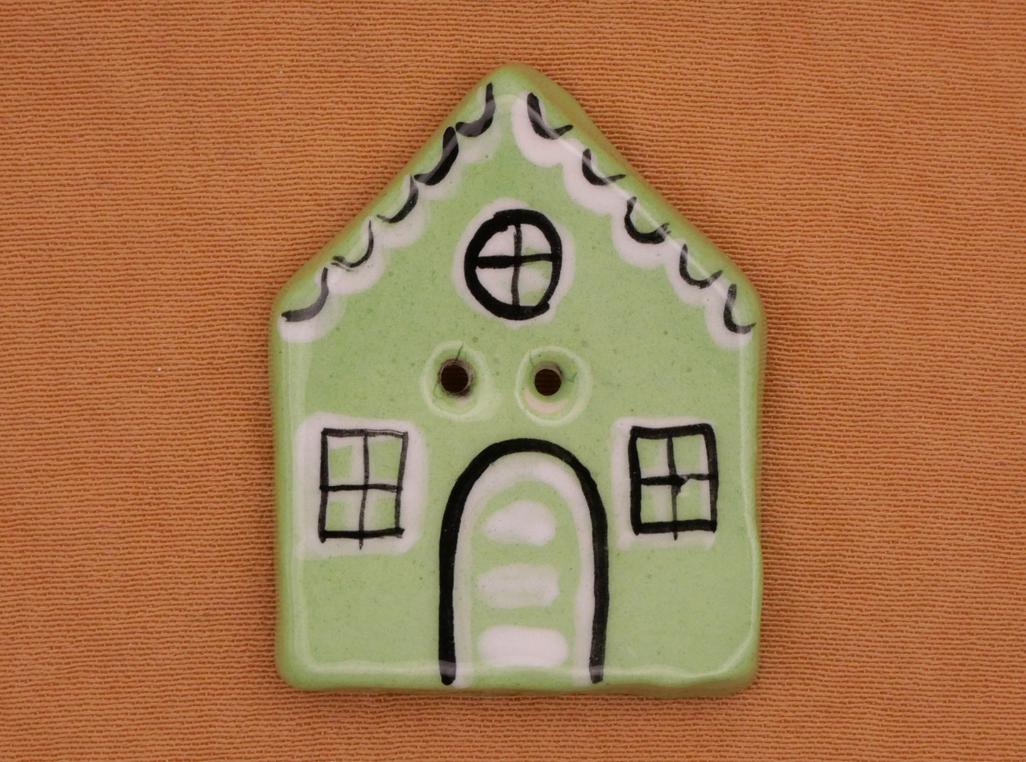 Christmas Village Gingerbread House Hand-Painted DJR Ceramic Button Various 23-30mm