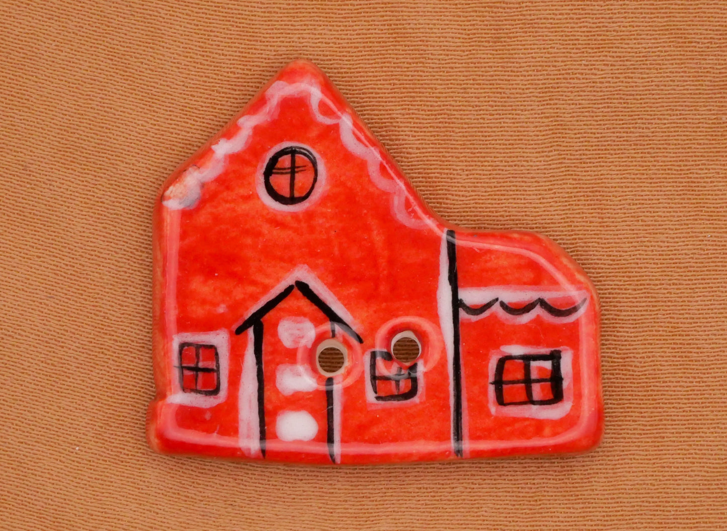 Christmas Village Gingerbread House Hand-Painted DJR Ceramic Button Various 23-30mm