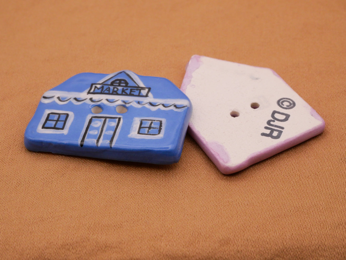 Christmas Village Gingerbread House Hand-Painted DJR Ceramic Button Various 23-30mm