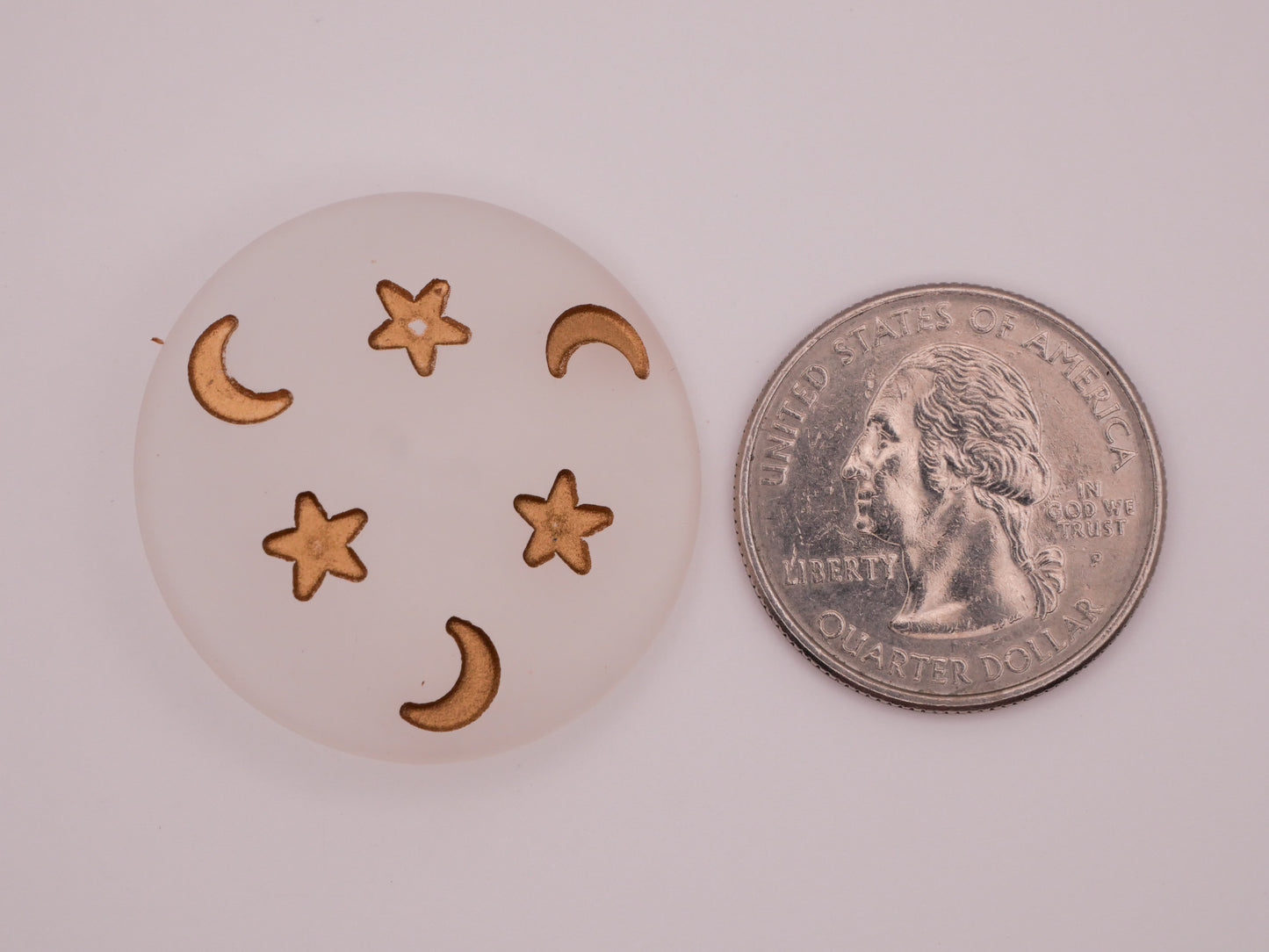Moon Star Vintage Frosted Plastic Large Button 32mm