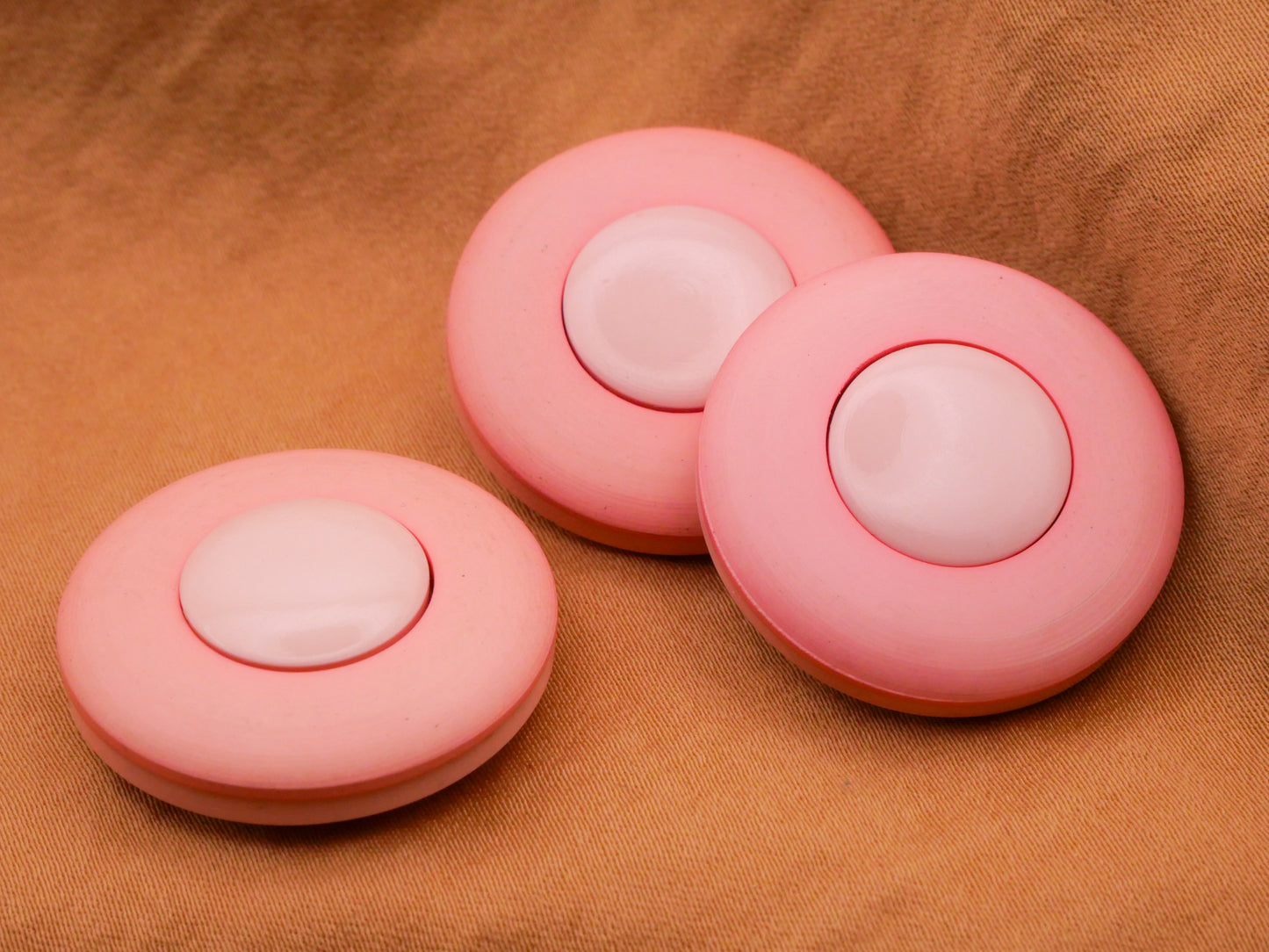 Pink Two Tone Matte Shiny Vintage Plastic Button 27mm