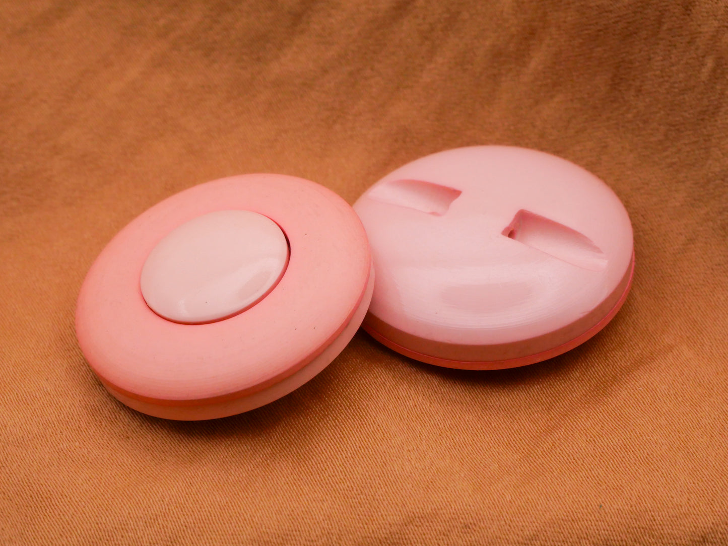 Pink Two Tone Matte Shiny Vintage Plastic Button 27mm