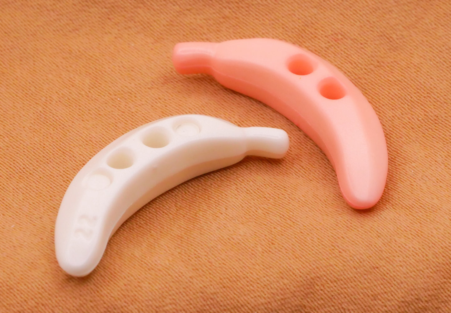 Banana White Pink Plastic Vintage Pair of Buttons Various 10x25mm
