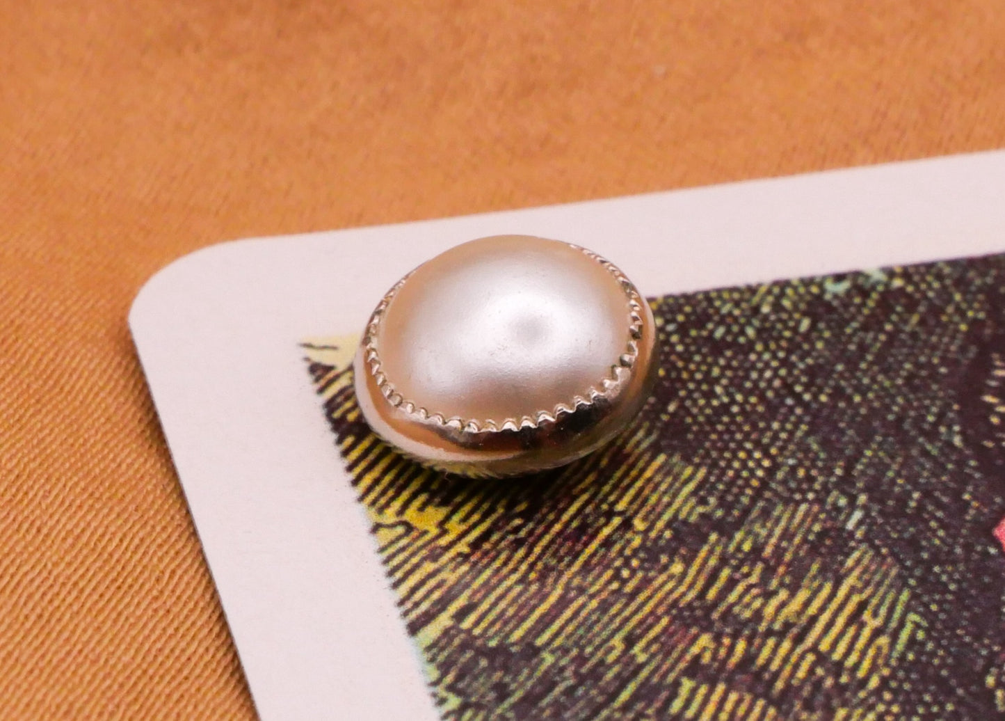Badminton Playing Card Faux Pearl Metal Pair of Buttons 9mm