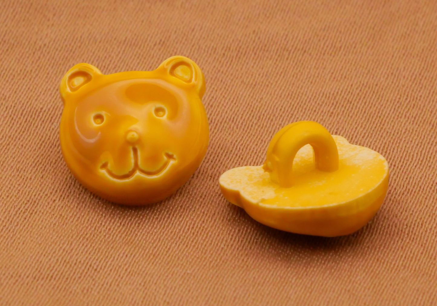 Bear Face Vintage French Plastic Set of Three Buttons 11mm