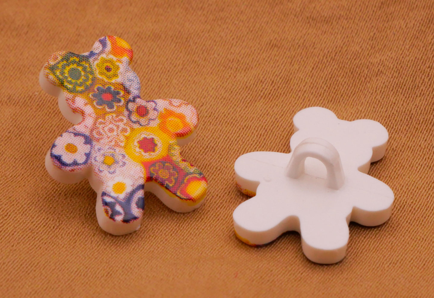 Teddy Bear Patchwork Millefiori JHB Plastic Button 15x18mm