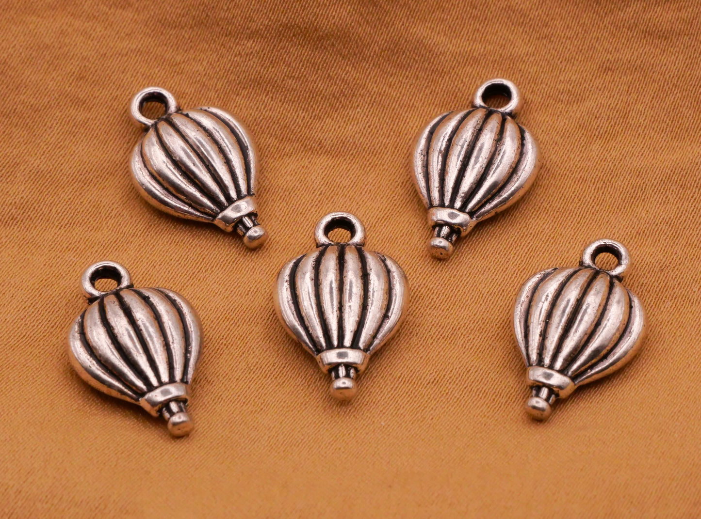 Hot Air Balloon Silver Metal Set of Five Charms Embellishments 11x18mm