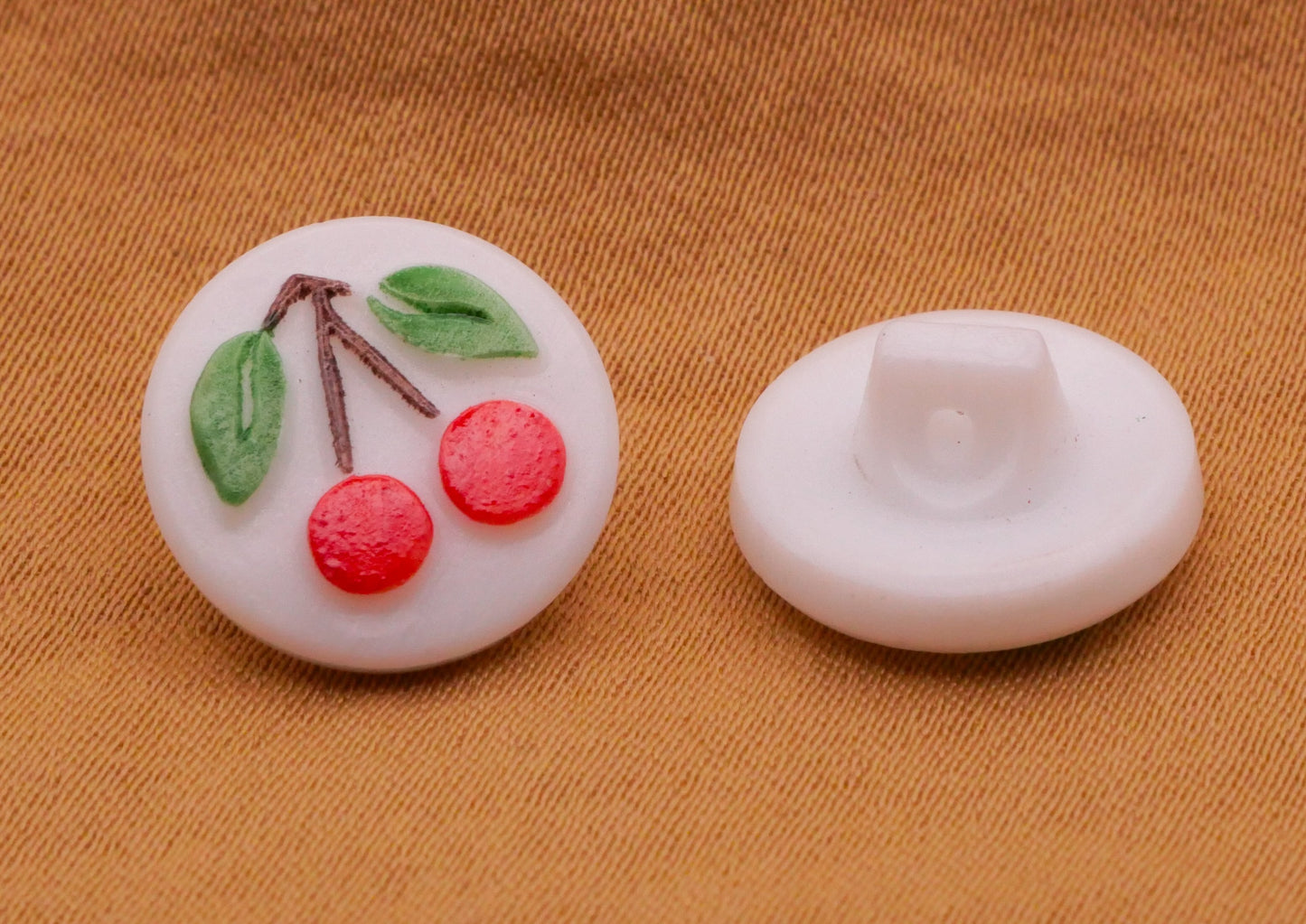 Cherry Cherries Hand-Painted Vintage Glass Button 13mm