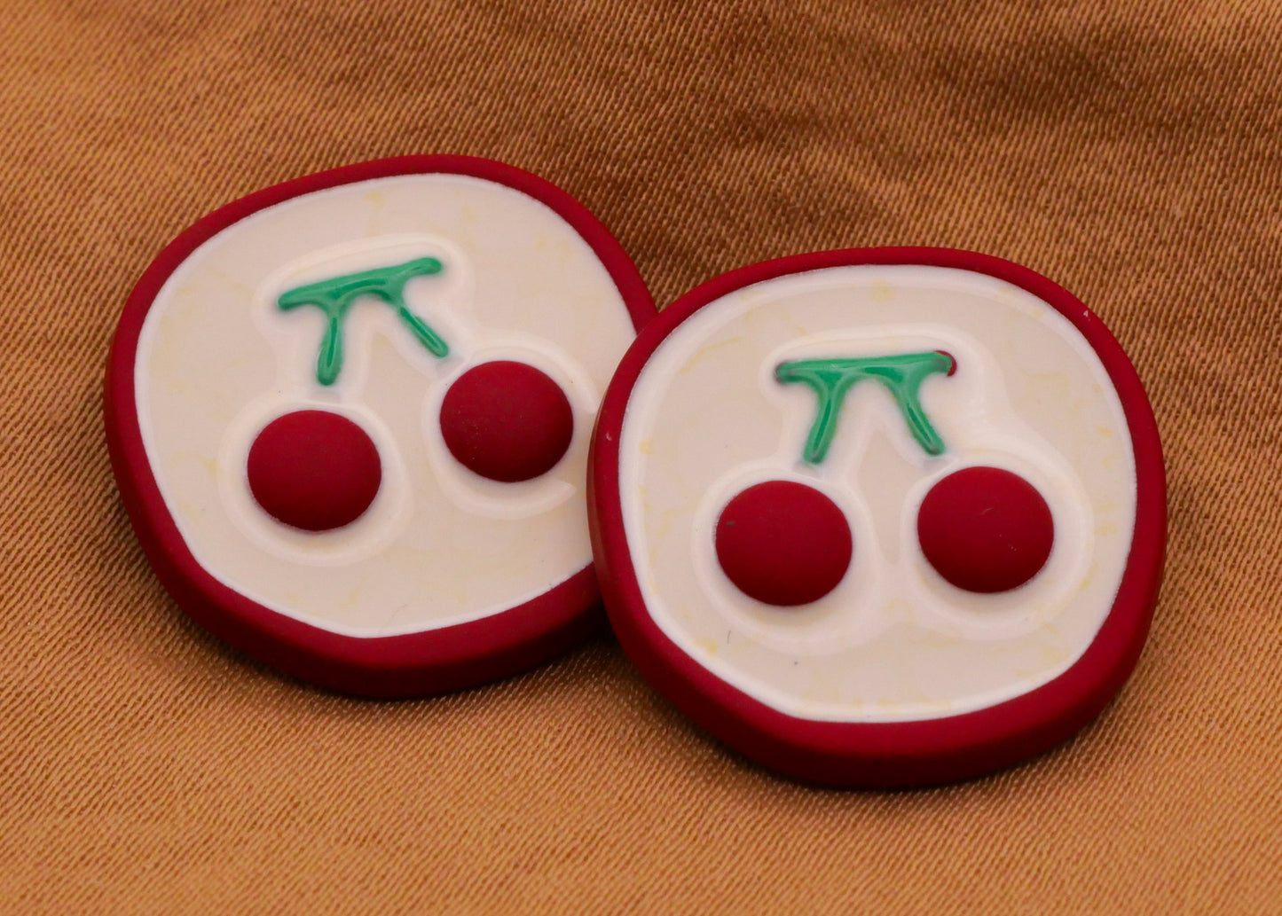 Cherry Cherries Enamel Red Coated Metal Button 20mm