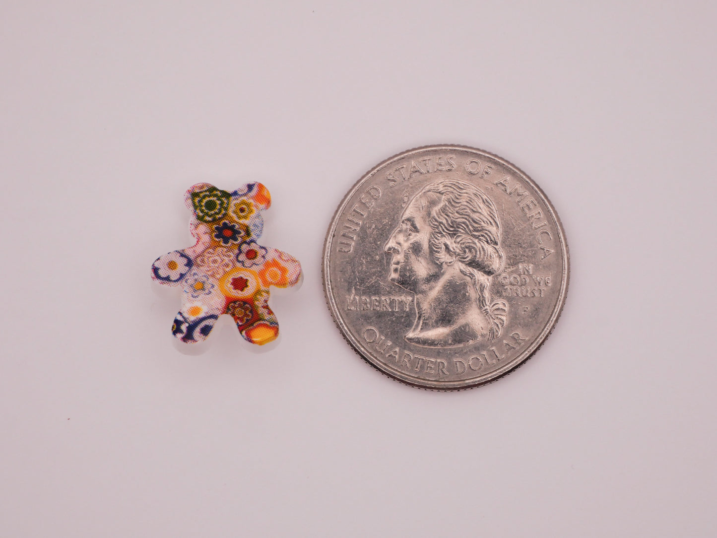Teddy Bear Patchwork Millefiori JHB Plastic Button 15x18mm