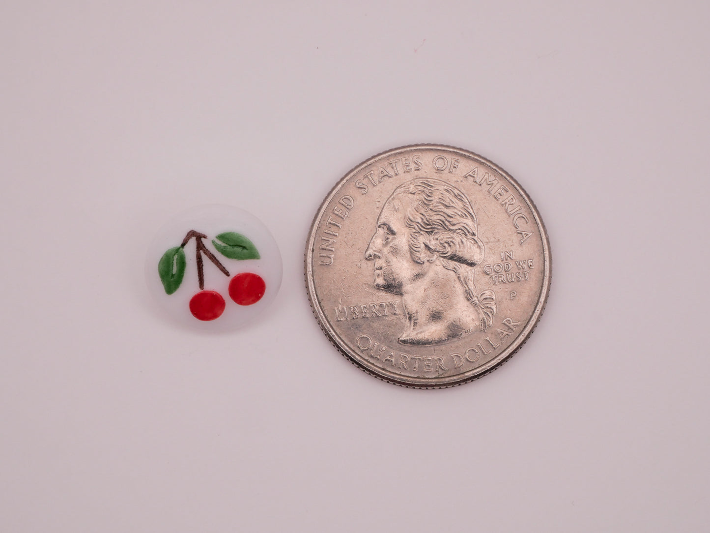 Cherry Cherries Hand-Painted Vintage Glass Button 13mm